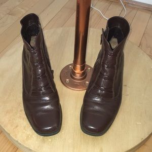Brown leather booties